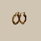 Celine 18k Gold U-Shape Hoop Earrings